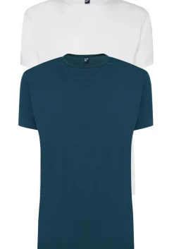 ALAN RED T-shirts Derby (2-pack), O-hals, wit en denim blauw