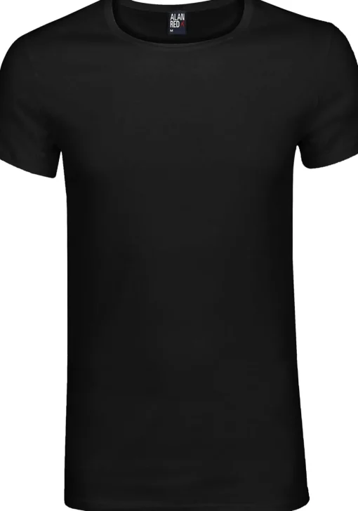 ALAN RED T-shirts James (2-pack), diepe O-hals, zwart