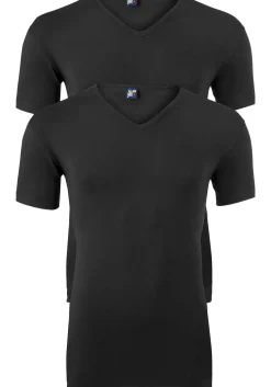 ALAN RED T-shirts Oklahoma (2-pack), V-hals stretch, zwart