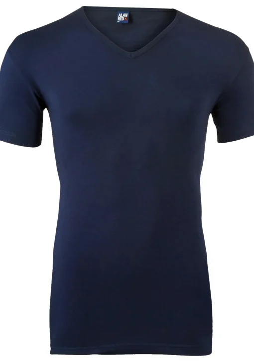 ALAN RED T-shirts Oklahoma (2-pack), V-hals stretch, donker blauw