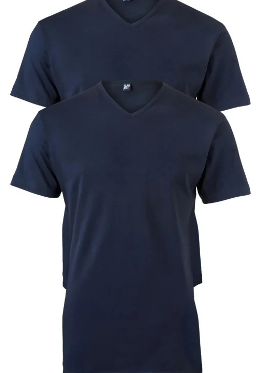 ALAN RED T-shirts Vermont extra lang (2-pack), V-hals, donker blauw