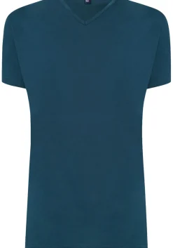 ALAN RED T-shirts Vermont (2-pack), V-hals, wit en denim blauw