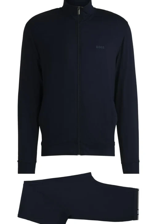 BOSS Bamboo Long Set, heren pyjama set, donkerblauw