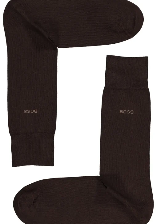 BOSS Cotton Uni (2-pack), herensokken katoen, donkerbruin