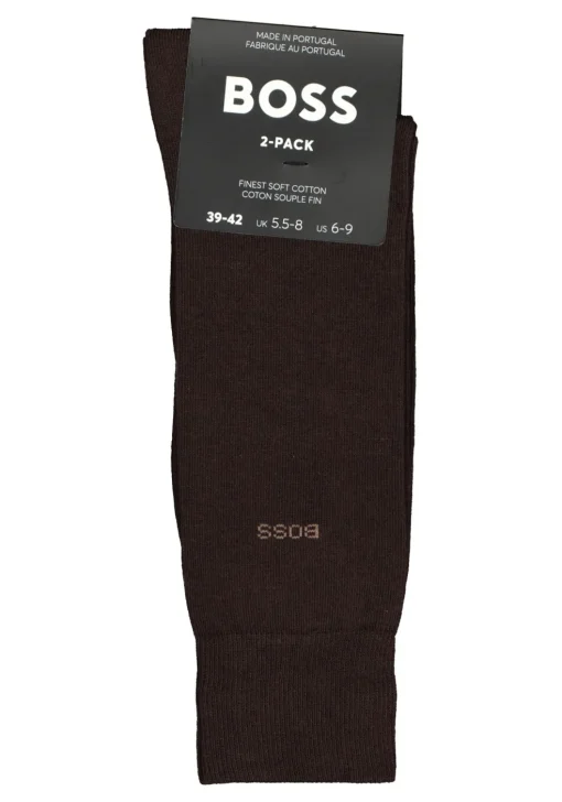 BOSS Cotton Uni (2-pack), herensokken katoen, donkerbruin