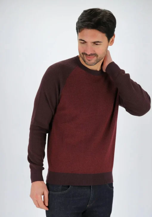 BOSS Dairon regular fit trui wolmengsel, heren trui middeldik O-hals, rood