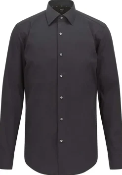 BOSS Hank slim fit overhemd, popeline, zwart