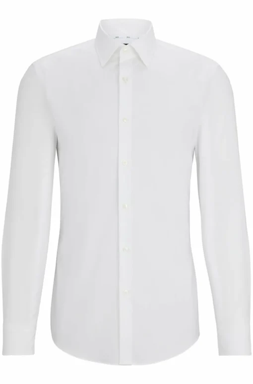 BOSS Hank-s slim fit overhemd, structuur, wit