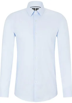 BOSS Hank-s slim fit overhemd, structuur, blauw