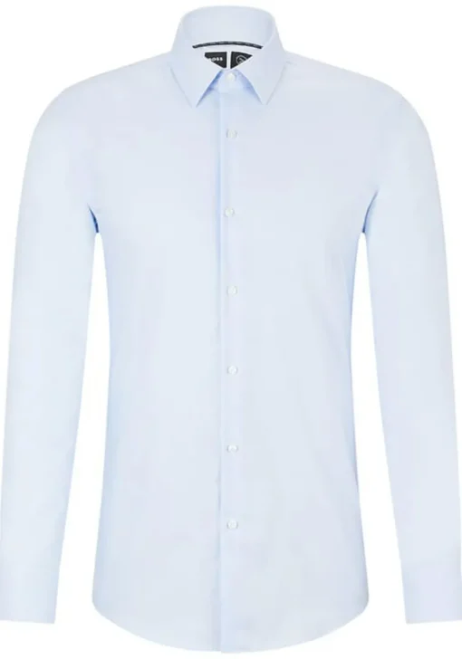BOSS Hank-s slim fit overhemd, structuur, blauw