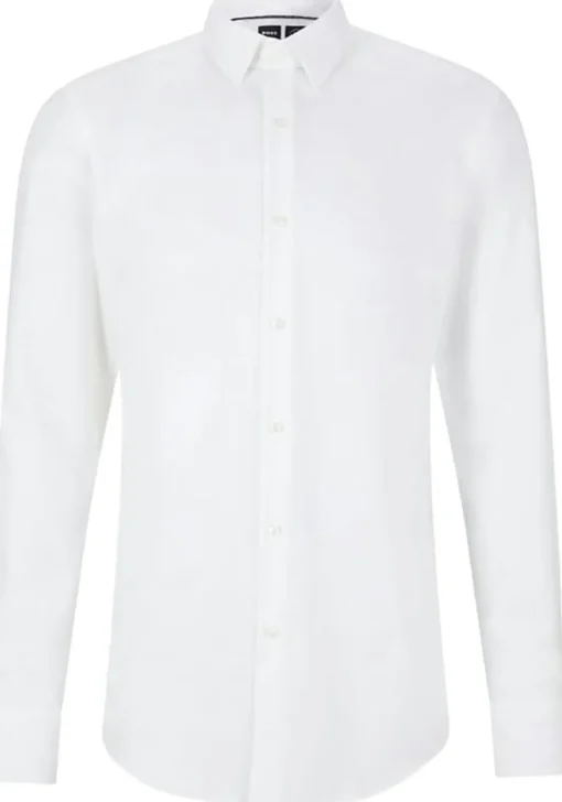 BOSS Hank-s slim fit overhemd, structuur, wit