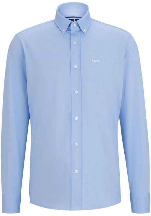 BOSS Joe regular fit overhemd, structuur, blauw