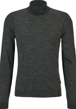 BOSS Musso slim fit trui wol, heren coltrui, zwart