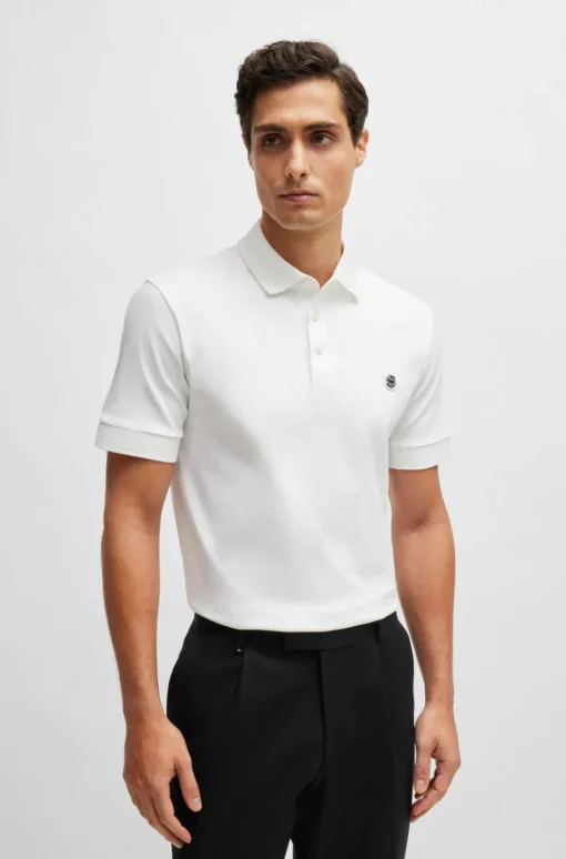 BOSS Parris regular fit heren polo, pique, wit