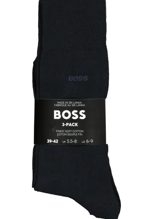 BOSS regular socks (3-pack), herensokken katoen, zwart, grijs en blauw