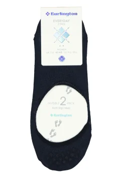 Burlington Everyday dames invisible sokken (2-pack), katoen, donkerblauw (marine)