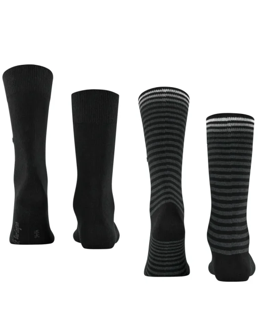Burlington Everyday Stripe 2-Pack herensokken, zwart (black)
