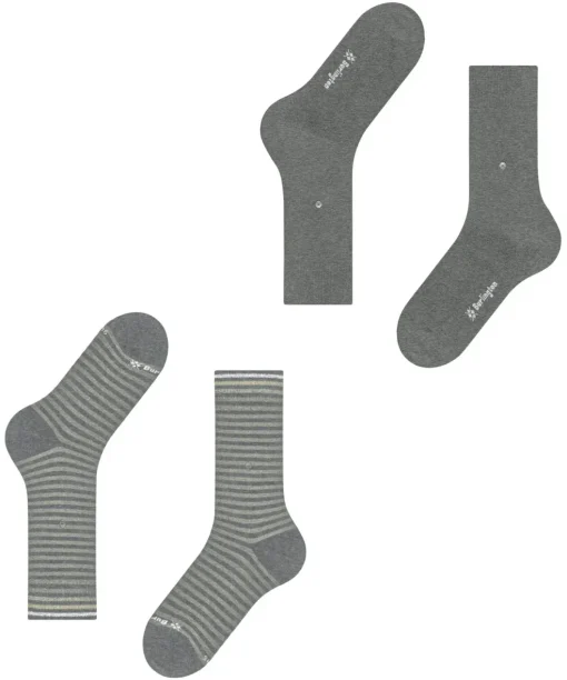 Burlington Everyday Stripe 2-Pack herensokken, grijs (light greymel.)