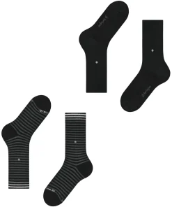 Burlington Everyday Stripe 2-Pack herensokken, zwart (black)