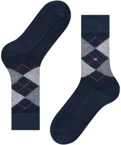 Burlington Preston herensokken, blauw (marine)