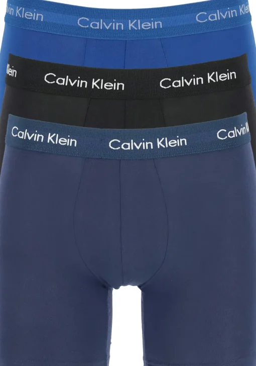Calvin Klein Cotton Stretch boxer brief (3-pack), heren boxers extra lang, zwart, blauw en kobalt