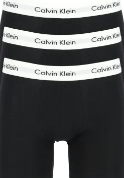Calvin Klein Cotton Stretch boxer brief (3-pack), heren boxers extra lang, zwart met witte tailleband