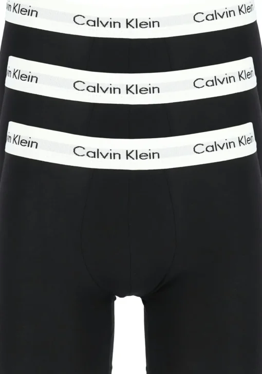 Calvin Klein Cotton Stretch boxer brief (3-pack), heren boxers extra lang, zwart met witte tailleband