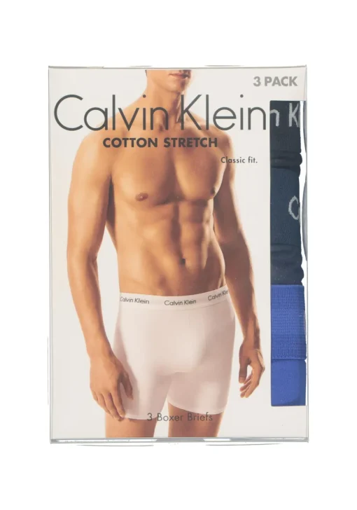 Calvin Klein Cotton Stretch boxer brief (3-pack), heren boxers extra lang, zwart, blauw en kobalt