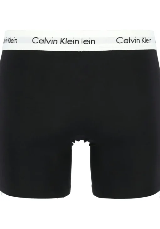 Calvin Klein Cotton Stretch boxer brief (3-pack), heren boxers extra lang, zwart met witte tailleband