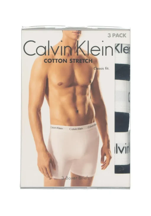 Calvin Klein Cotton Stretch boxer brief (3-pack), heren boxers extra lang, zwart met witte tailleband