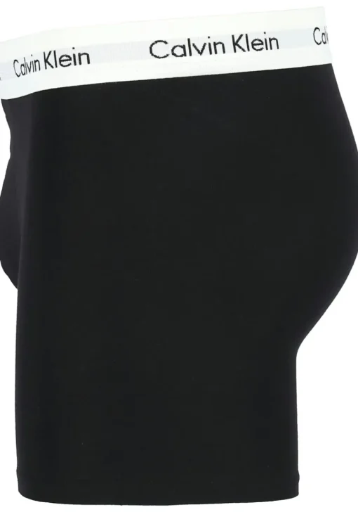 Calvin Klein Cotton Stretch boxer brief (3-pack), heren boxers extra lang, zwart met witte tailleband