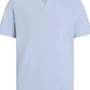 Calvin Klein Linen Cotton Cuban Regular Polo, heren poloshirt, blauw