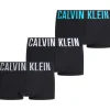 Calvin Klein Low Rise trunks (3-pack), lage heren boxers kort, zwart met gekleurde tailleband