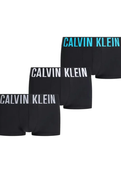 Calvin Klein Low Rise trunks (3-pack), lage heren boxers kort, zwart met gekleurde tailleband