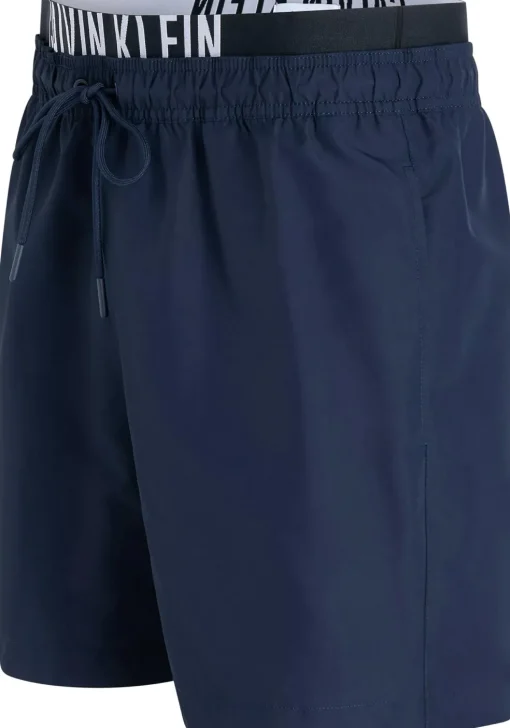 Calvin Klein Medium Drawstring Double Waistband swimshort, heren zwembroek, donkerblauw