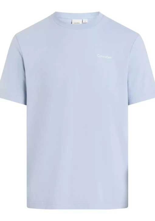 Calvin Klein Micro Logo Interlock T-shirt, heren T-shirt korte mouw O-hals, blauw