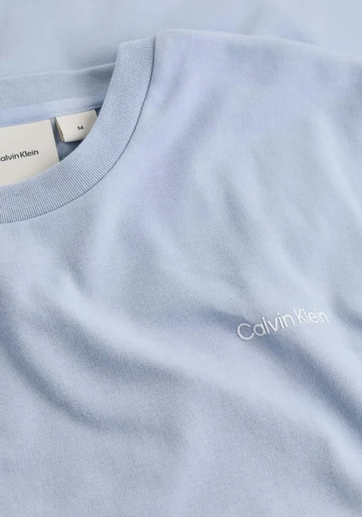 Calvin Klein Micro Logo Interlock T-shirt, heren T-shirt korte mouw O-hals, blauw