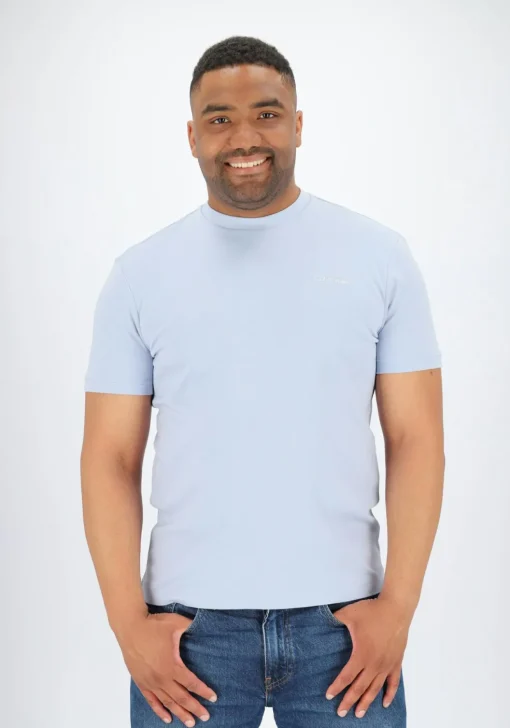 Calvin Klein Micro Logo Interlock T-shirt, heren T-shirt korte mouw O-hals, blauw