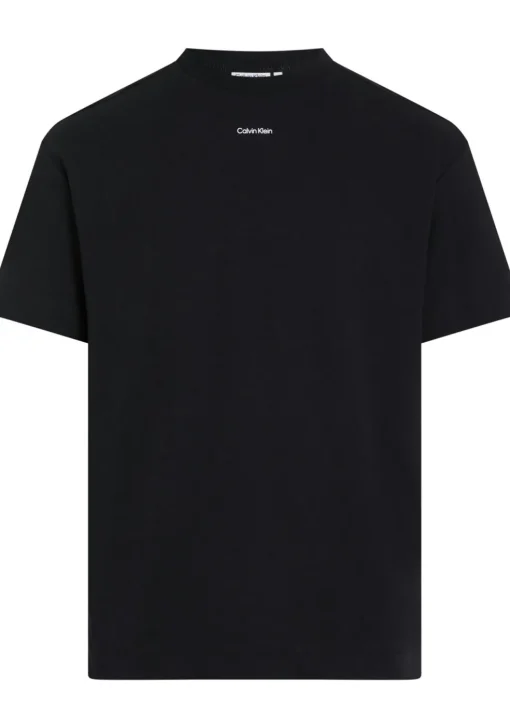 Calvin Klein Nano Logo Interlock T-shirt, heren T-shirt korte mouw O-hals, zwart