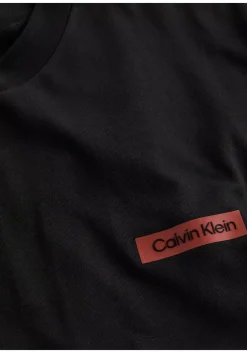 Calvin Klein Overlay Print T-shirt, heren T-shirt korte mouw O-hals, zwart dessin
