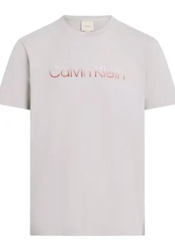 Calvin Klein Raised Ombre Embroidery T-shirt, heren T-shirt korte mouw O-hals, grijs-beige