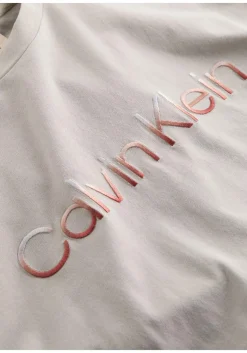 Calvin Klein Raised Ombre Embroidery T-shirt, heren T-shirt korte mouw O-hals, grijs-beige