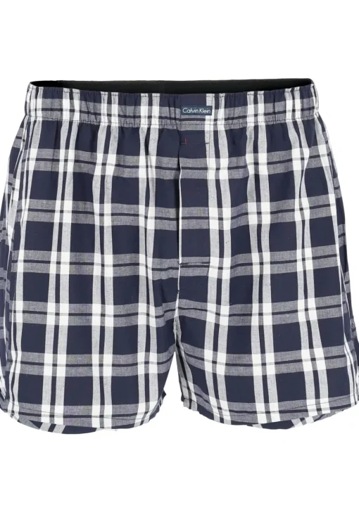 Calvin Klein Woven Boxers (3-pack), wijde heren boxershorts katoen, blauw gestreept en geruit