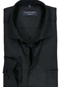 CASA MODA comfort fit overhemd, mouwlengte 7, twill, zwart