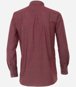 CASA MODA comfort fit overhemd, popeline, rood met blauw geruit