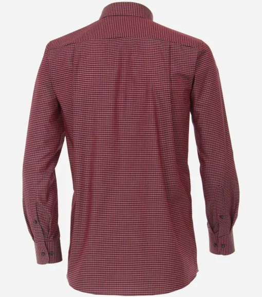 CASA MODA comfort fit overhemd, popeline, rood met blauw geruit