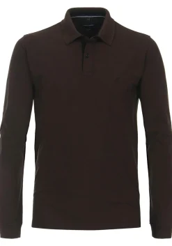 CASA MODA comfort fit polo lange mouw, donkerbruin
