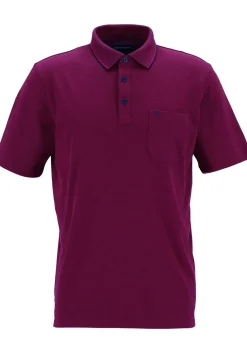 CASA MODA comfort fit poloshirt, donkerroze met blauw melange