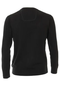 CASA MODA heren trui katoen, V-hals, zwart