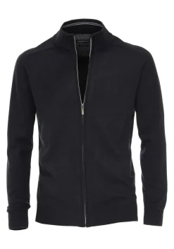 CASA MODA heren vest katoen, met rits, marine blauw